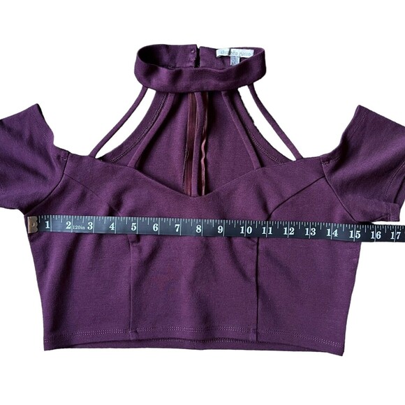 Charlotte Russe Harness Choker Crop Top Strappy Halter Shirt Medium M Purple - Picture 8 of 15